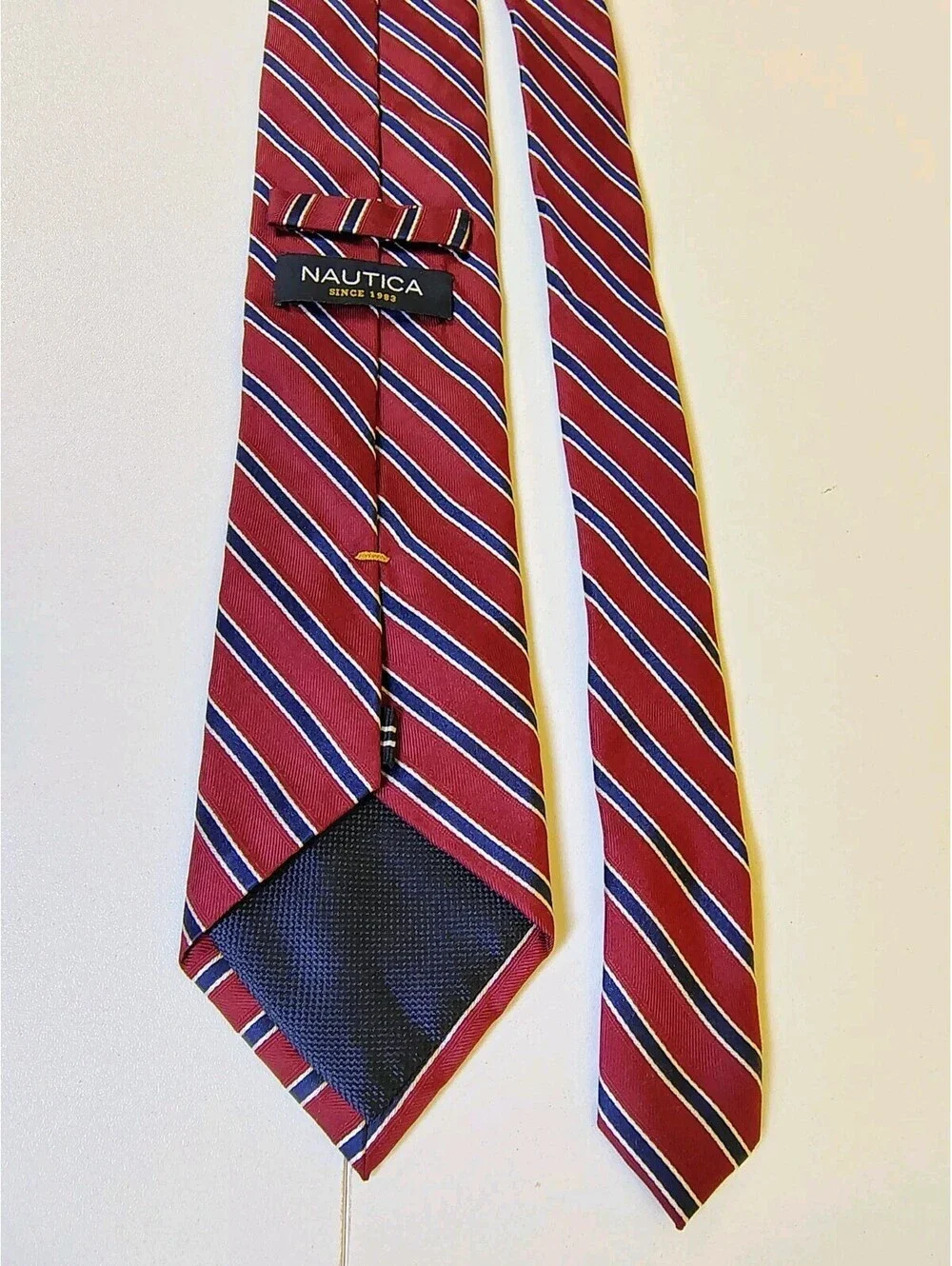 Nautica Mens Silk Tie Red Blue Repp Striped Classic Prep Regimental Casual